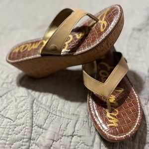 Sam Edelman Beige Wedge Sandals